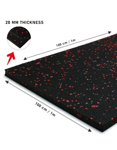 Commercial Rubber Flooring for Gym 20 mm - 100 x 100 CM Speckled Red